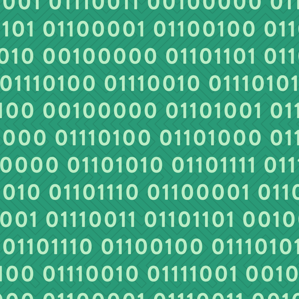 illustration of 0 and 1's repeated to represent binary code data